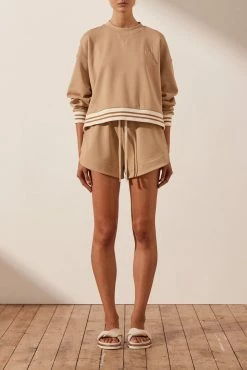 Shona Joy SJ LOGO CROPPED JUMPER - TAN