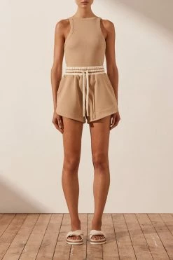 Shona Joy SJ CURVED HEM SHORT - TAN