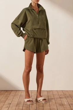 Shona Joy TOPS SJ LOGO ZIP UP JUMPER - MILITARY