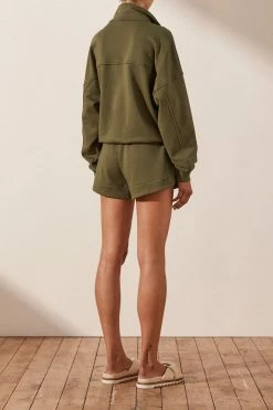 Shona Joy TOPS SJ LOGO ZIP UP JUMPER - MILITARY