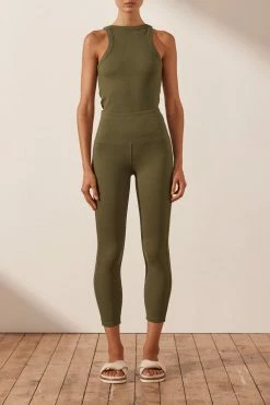 Shona Joy SJ RIB LEGGINGS - MILITARY