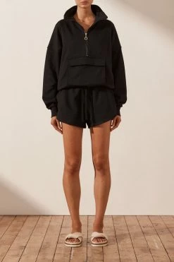 Shona Joy KNITWEAR SJ CURVED HEM SHORT - BLACK