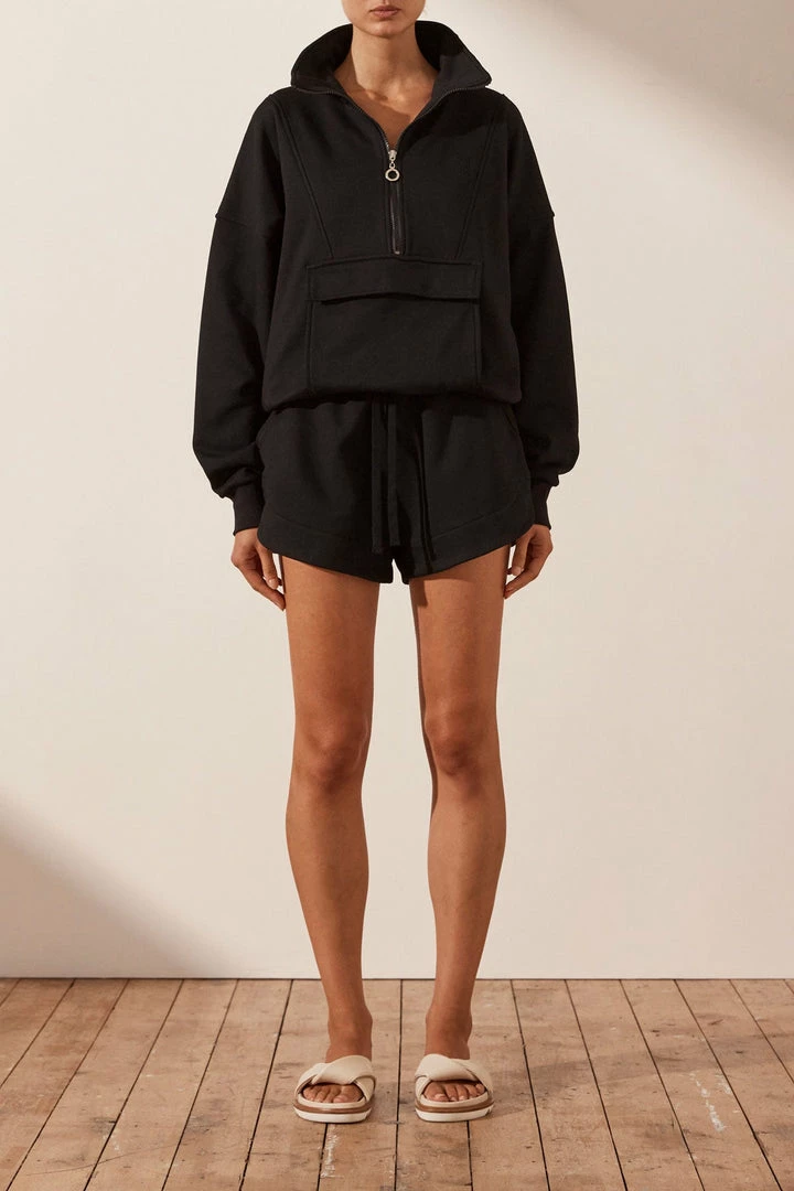 Shona Joy TOPS SJ LOGO ZIP UP JUMPER - BLACK