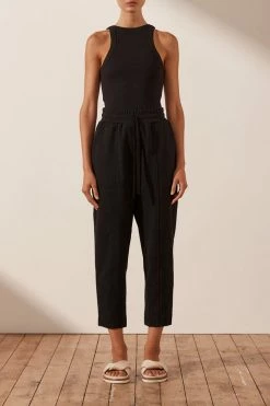 Shona Joy SJ DROP CROTCH PANT - BLACK KNITWEAR