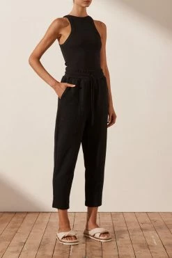 Shona Joy SJ DROP CROTCH PANT - BLACK KNITWEAR