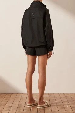 Shona Joy TOPS SJ ZIP UP ANORAK TOP - BLACK