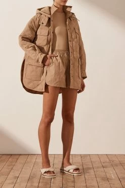 Shona Joy TOPS SJ QUILTED JACKET - CAMEL