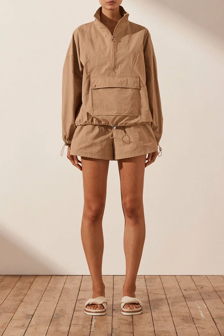 Shona Joy TOPS SJ ZIP UP ANORAK TOP - CAMEL
