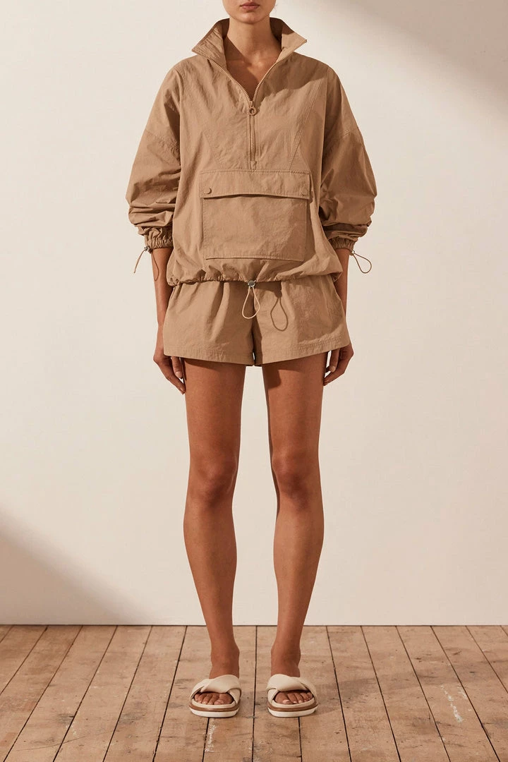 Shona Joy TOPS SJ ZIP UP ANORAK TOP - CAMEL