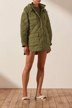 Shona Joy TOPS SJ QUILTED JACKET - KHAKI