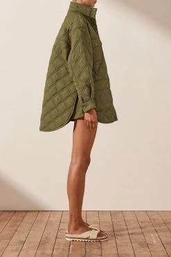 Shona Joy TOPS SJ QUILTED JACKET - KHAKI