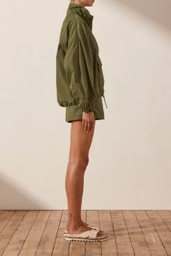 Shona Joy SJ ZIP UP ANORAK TOP - KHAKI