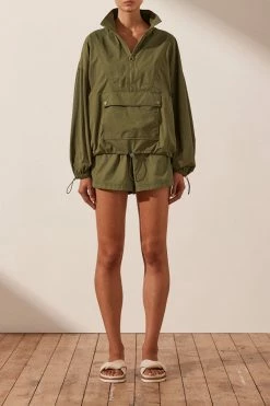 Shona Joy SJ ZIP UP ANORAK TOP - KHAKI