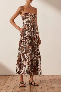 Shona Joy CATALINA LACE UP BACKLESS MIDI DRESS