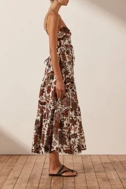 Shona Joy CATALINA LACE UP BACKLESS MIDI DRESS