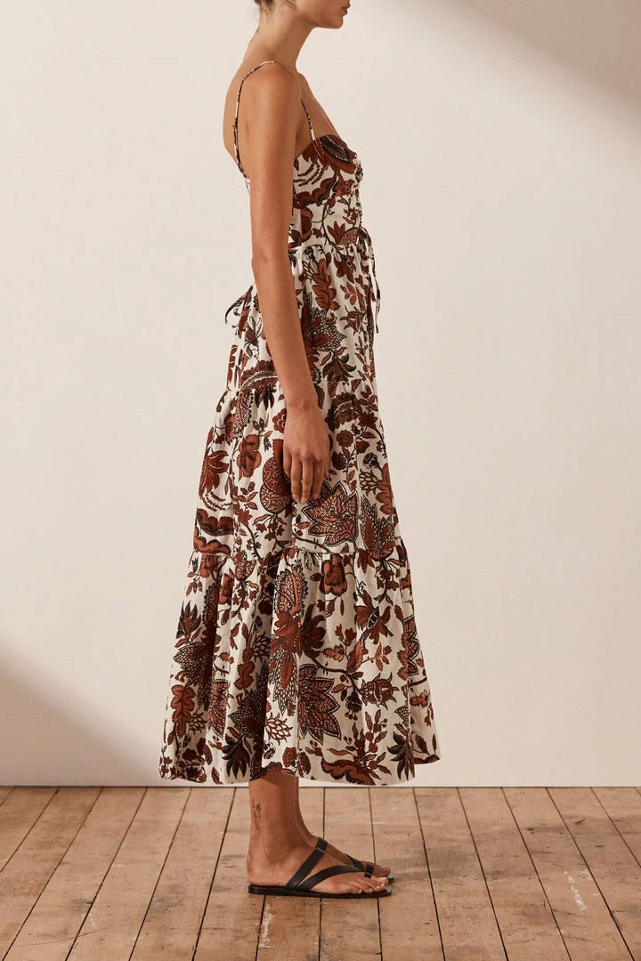 Shona Joy CATALINA LACE UP BACKLESS MIDI DRESS