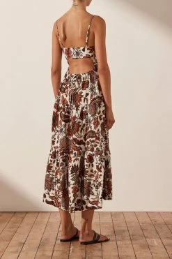 Shona Joy CATALINA LACE UP BACKLESS MIDI DRESS