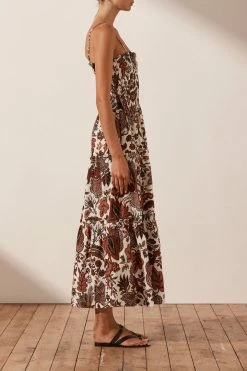 Shona Joy DRESSES CATALINA SHIRRED TIERED MIDI DRESS