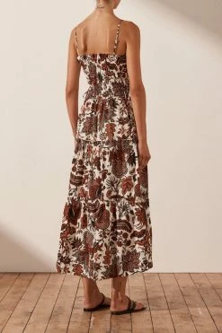 Shona Joy DRESSES CATALINA SHIRRED TIERED MIDI DRESS