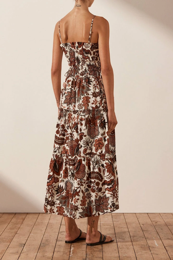 Shona Joy DRESSES CATALINA SHIRRED TIERED MIDI DRESS