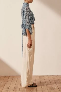 Shona Joy FRANCESCA HIGH NECK BALLOON SLEEVE CROP BLOUSE