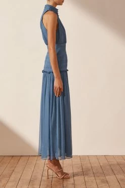 Shona Joy NOEMI SLEEVELESS BUTTON UP MIDI DRESS - OCEAN