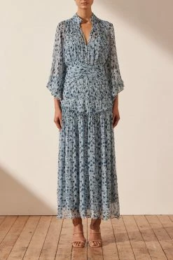 Shona Joy DRESSES FRANCESCA BUTTON UP RUCHED MIDI DRESS