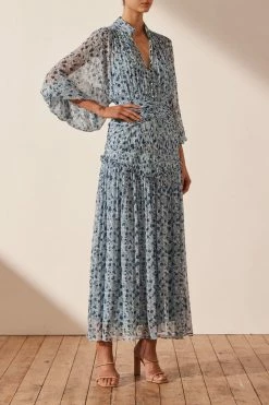 Shona Joy DRESSES FRANCESCA BUTTON UP RUCHED MIDI DRESS