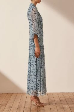 Shona Joy DRESSES FRANCESCA BUTTON UP RUCHED MIDI DRESS