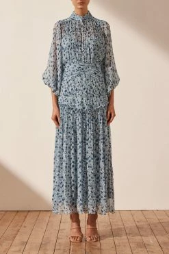 Shona Joy DRESSES FRANCESCA BUTTON UP RUCHED MIDI DRESS