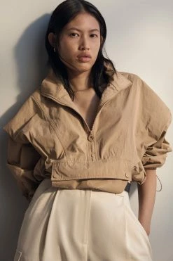 Shona Joy TOPS SJ ZIP UP ANORAK TOP - CAMEL