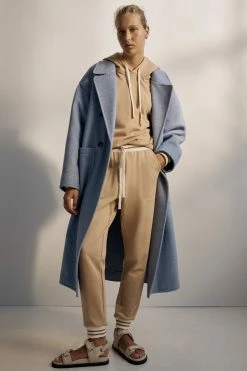 Shona Joy TOPS SJ LOGO CURVED HEM HOODIE - TAN