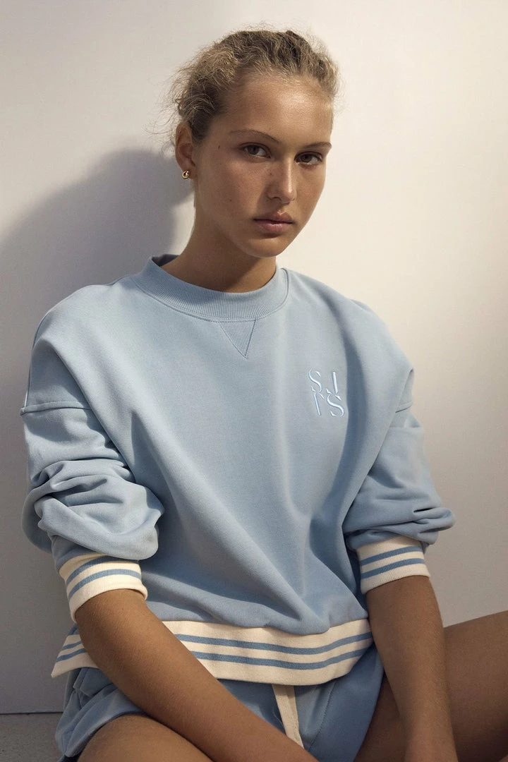 Shona Joy SJ LOGO CROPPED JUMPER - CHALK BLUE