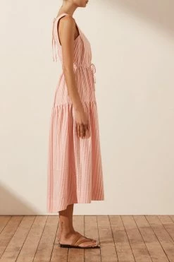 Shona Joy DRESSES ROBERTA SQUARE NECK MIDI DRESS - RED