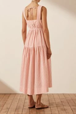 Shona Joy DRESSES ROBERTA SQUARE NECK MIDI DRESS - RED