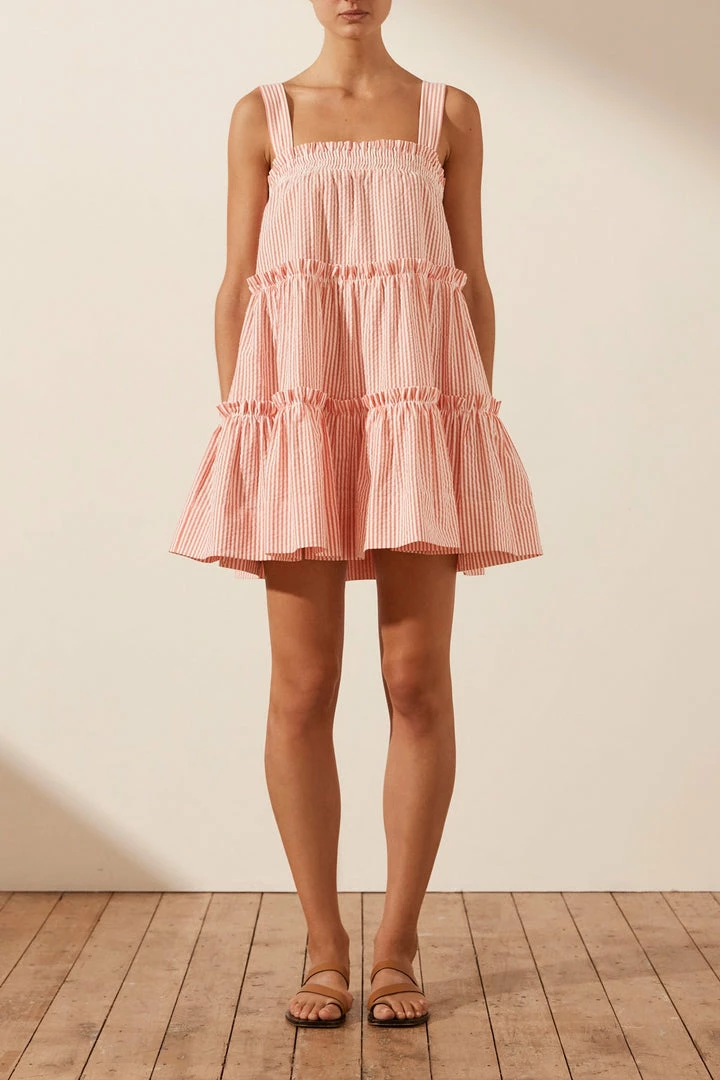 Shona Joy DRESSES ROBERTA TIERED FRILL MINI DRESS - RED