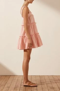 Shona Joy DRESSES ROBERTA TIERED FRILL MINI DRESS - RED