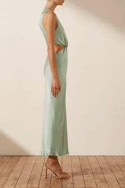 Shona Joy FELICITY TWIST FRONT SLEEVELESS MIDI DRESS - THYME