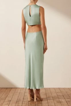 Shona Joy FELICITY TWIST FRONT SLEEVELESS MIDI DRESS - THYME