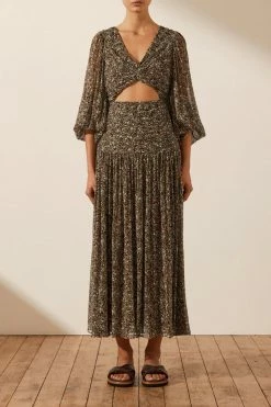 Shona Joy DRESSES ADELINE RUCHED CUT OUT MIDI DRESS