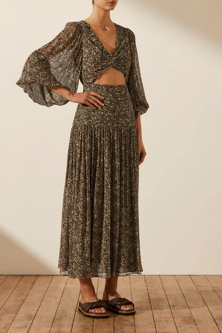 Shona Joy DRESSES ADELINE RUCHED CUT OUT MIDI DRESS