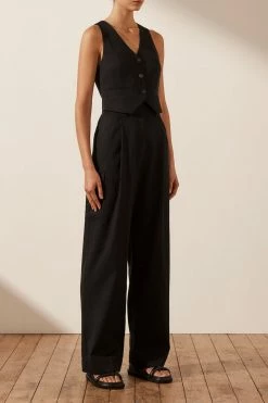 Shona Joy SARA TAILORED FITTED VEST - BLACK
