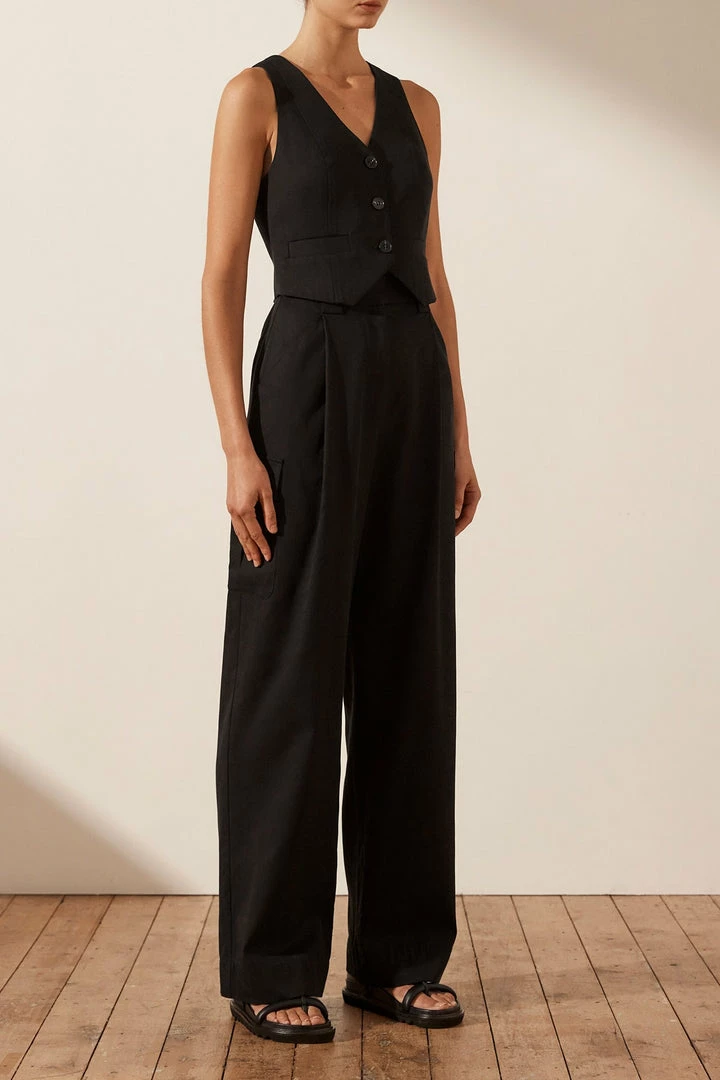 Shona Joy SARA TAILORED FITTED VEST - BLACK