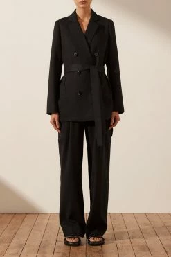 Shona Joy TOPS SARA DOUBLE BREASTED BLAZER - BLACK