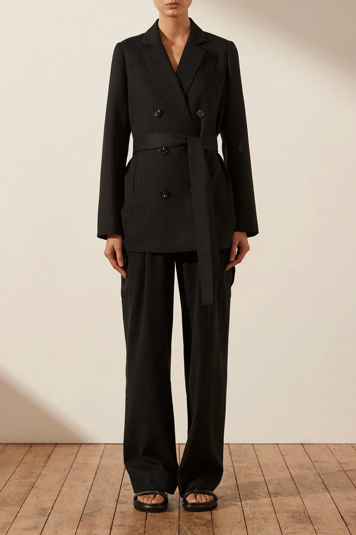 Shona Joy TOPS SARA DOUBLE BREASTED BLAZER - BLACK