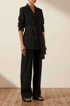Shona Joy TOPS SARA DOUBLE BREASTED BLAZER - BLACK