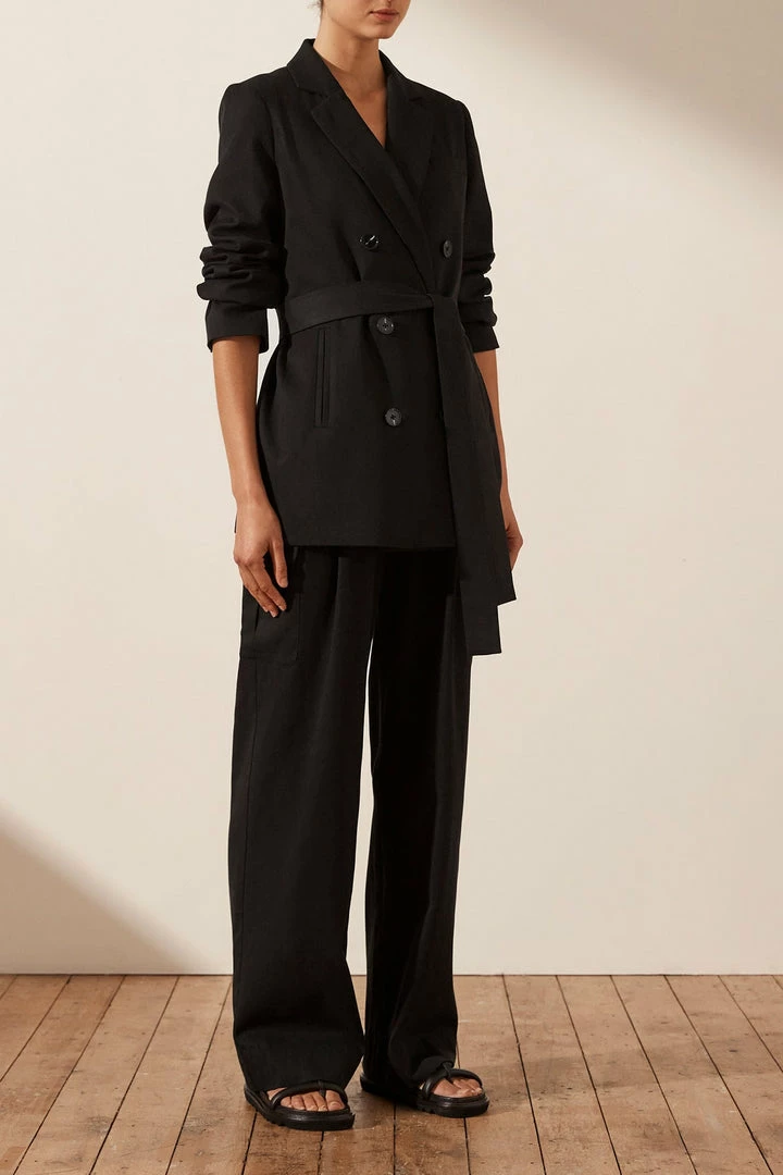 Shona Joy TOPS SARA DOUBLE BREASTED BLAZER - BLACK