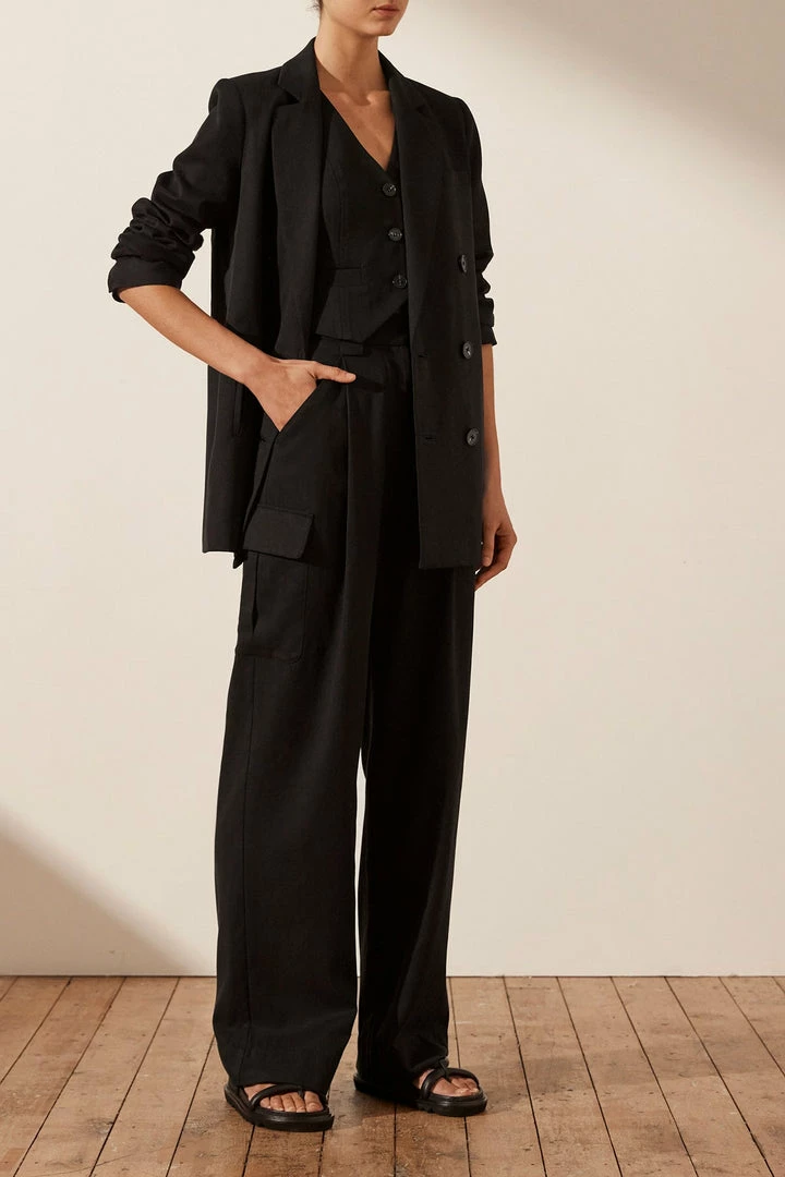 Shona Joy SARA TAILORED FITTED VEST - BLACK