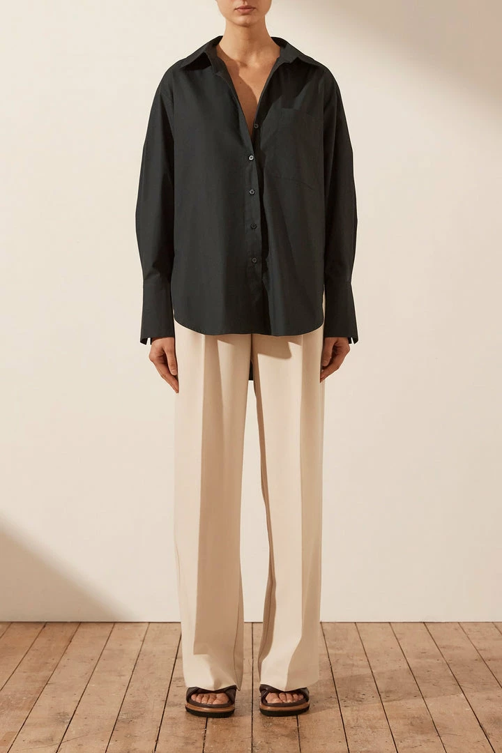 Shona Joy ISABELLA OVERSIZED WIDE CUFF SHIRT - BLACK