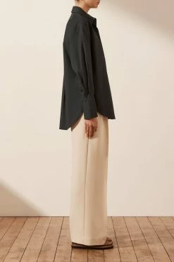 Shona Joy ISABELLA OVERSIZED WIDE CUFF SHIRT - BLACK